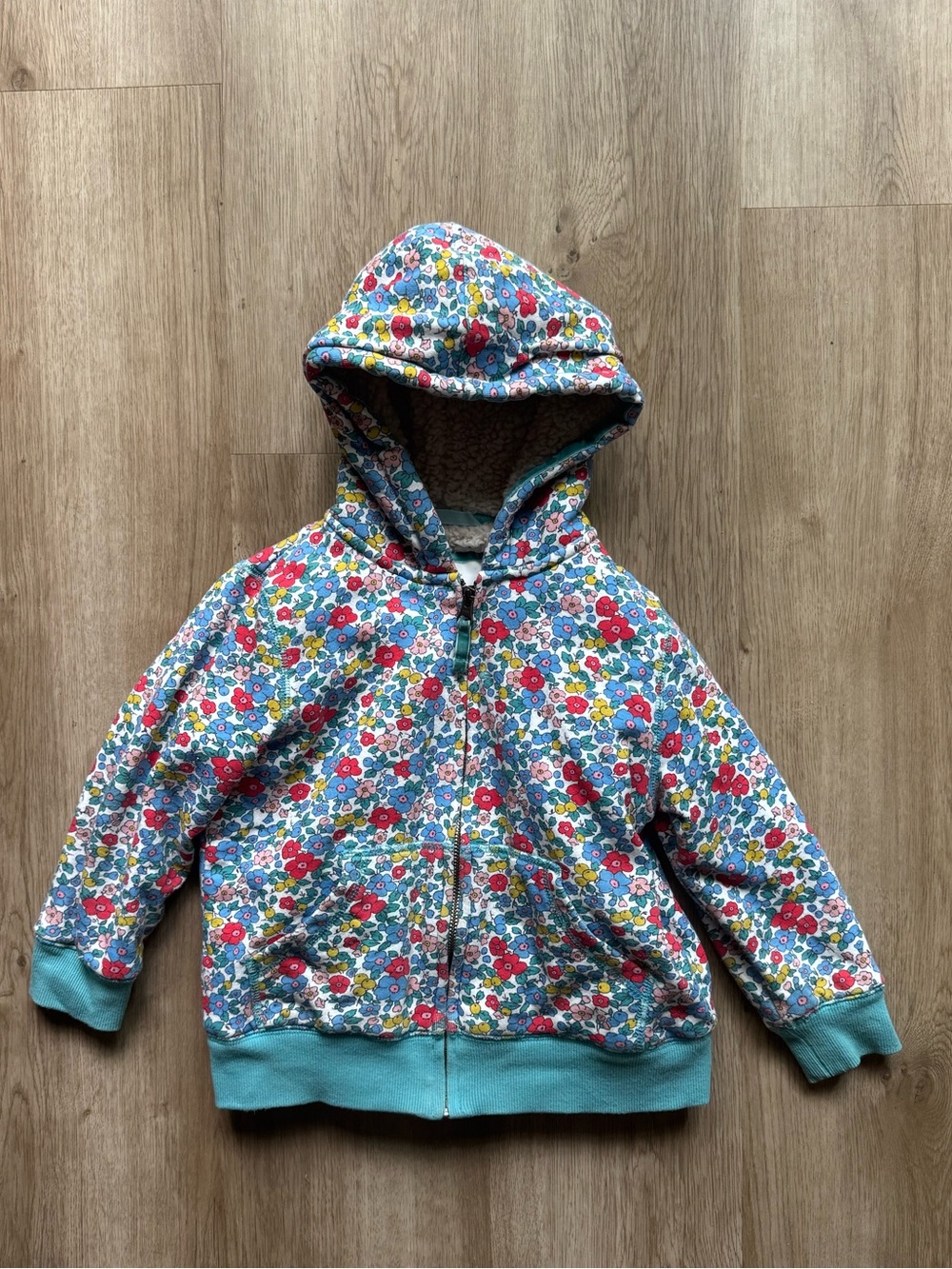 Boden Girls Shaggy Lined Hoodie - 5/6 Years - Floral Pattern